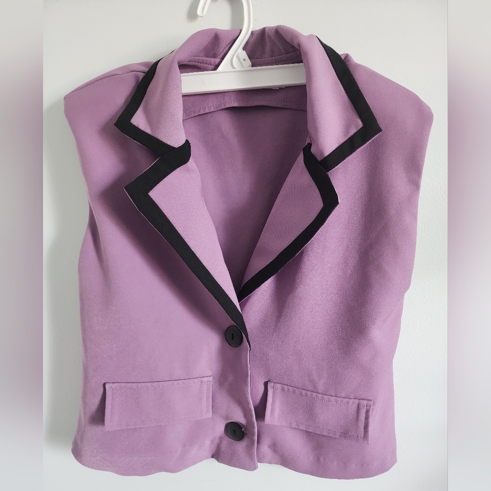 Women's Purple Blazer with Black Trim